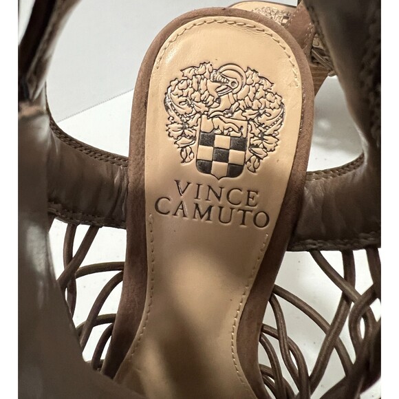 Vince Camuto Women’s Evel Taupe Leather Caged Gladiator Open Toe Sandals Size 6 - Picture 9 of 11
